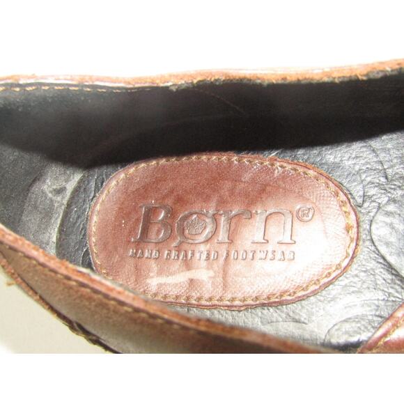 Born Women’s Brown Leather Flats Flower Stitch Comfort Slip-On Shoes Size 8.5 - Picture 5 of 10